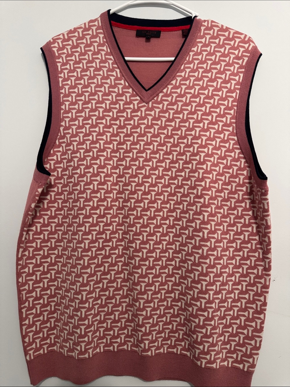 Ted Baker Men's dark salmon Patterned V-Neck Sweater Vest